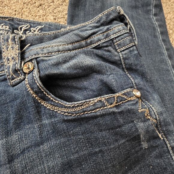 Grace In LA Jeans Womens 11 Blue Medium Wash Rhinestone Bling Boot Cut Western - Picture 6 of 14